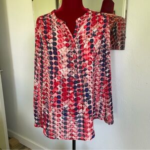 Liz Claiborne Top Size Large Geometric Design Beautiful Colors Excellent!